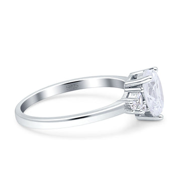 Teardrop Pear Shape Wedding Engagement Ring Simulated Cubic Zirconia 925 Sterling Silver